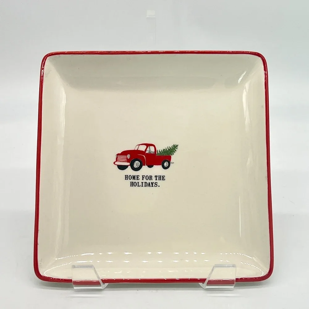 Rae Dunn Home For The Holidays Red Truck Plate Artisan Collection 8.25